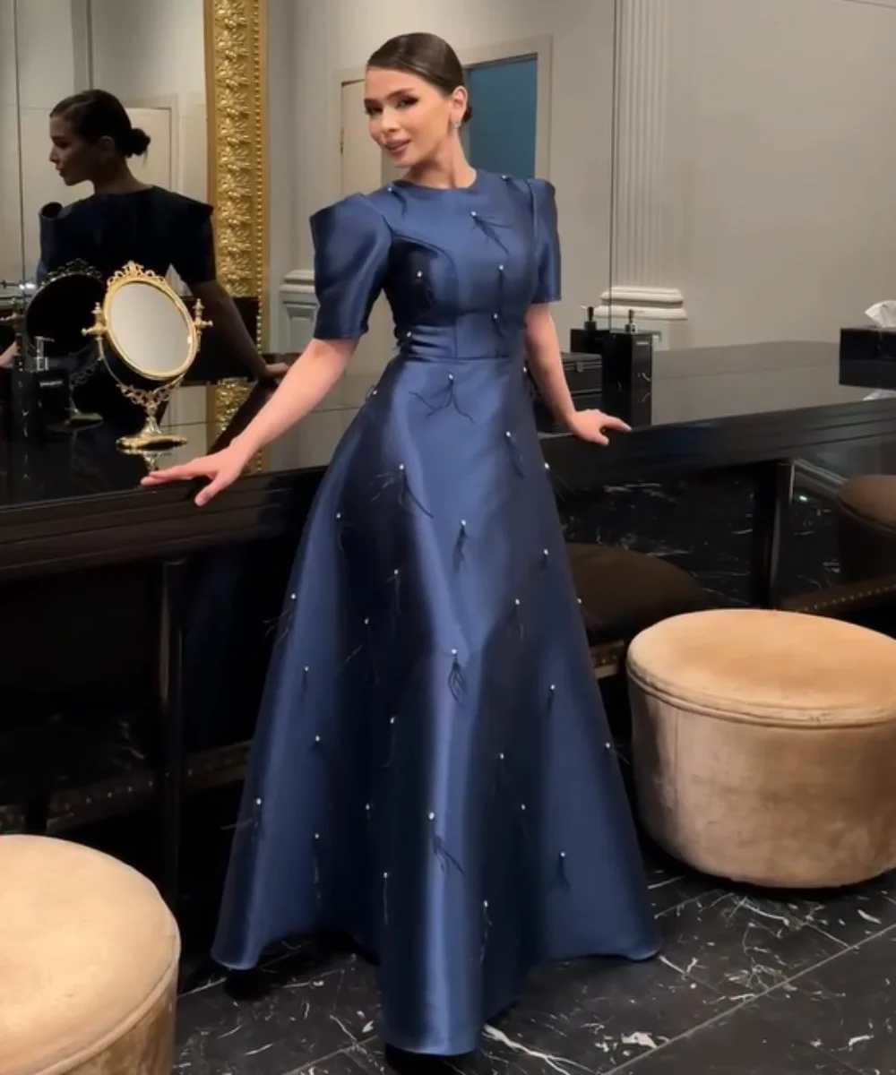 

Индивидуальные вечерние платья А-силуэта из шифона с плиссировкой и пайетками, с круглым вырезом, длинные, на заказ, для особых случаев, формальные