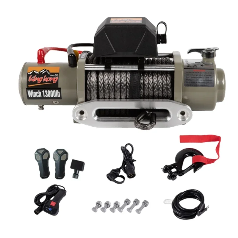

Full New 14500lb Wirerope Capstan Kong Winch Off-road Vehicle Electric Self-rescue Car