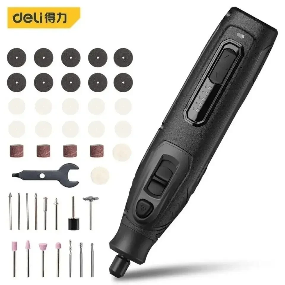 Deli Cordless Rotary Tool Kit Woodworking Engraving Pen DIY For Jewelry Metal Glass Mini Wireless Drill With 32PCS Accessory