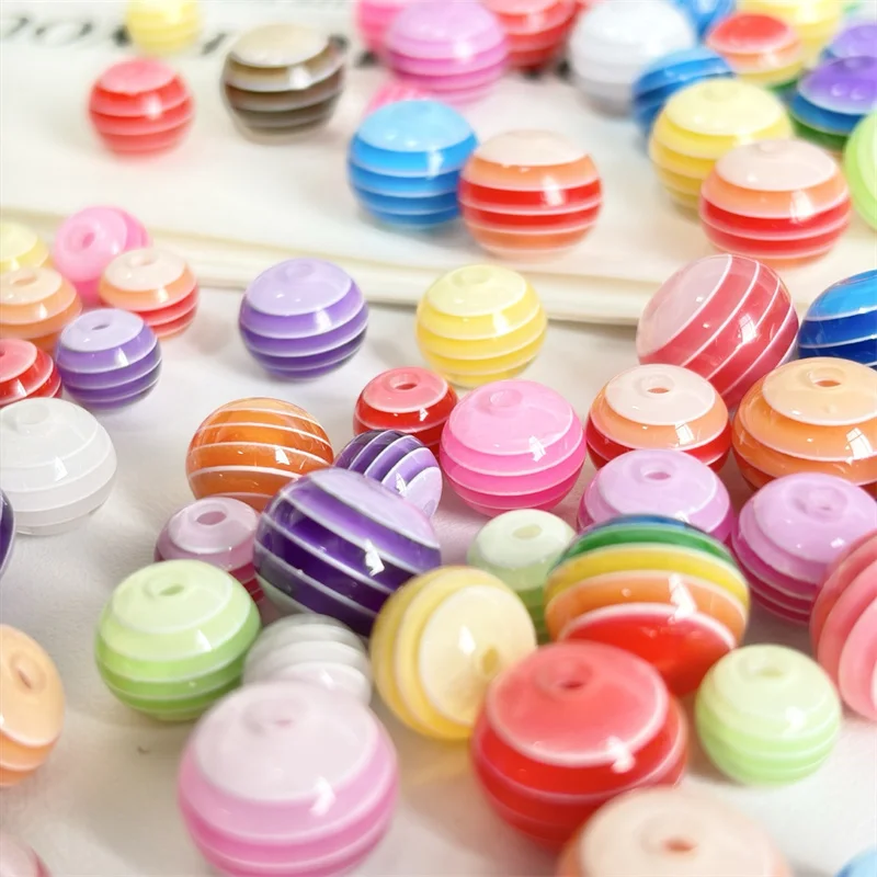 

Free shipping 100pcs/lot 8mm 10mm 12mm color Stripe print geometry shape resin beads diy jewelry garment hair accessory