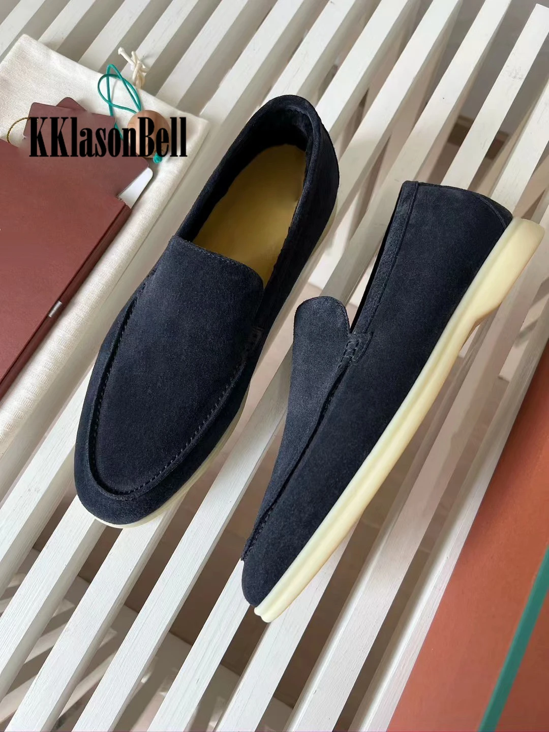 11.2 L*P Men\'s Loafers Wool Lining Cow Suede Genuine Leather Slip-On Comfortable Rubber Shoes KKlasonBell