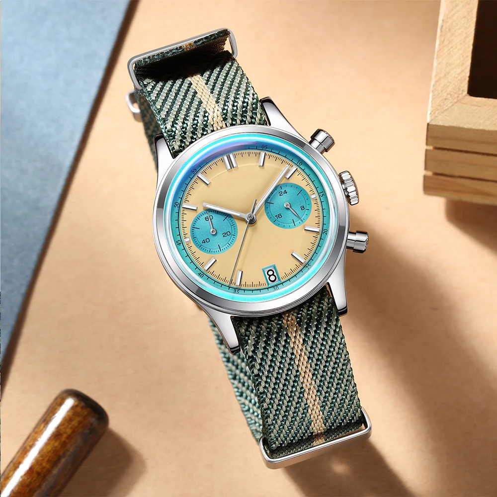 ADDIESDIVE New Quartz Watch Custom Logo Men Watch 38mm Luminous 100m Waterproof chronograph Wristwatch