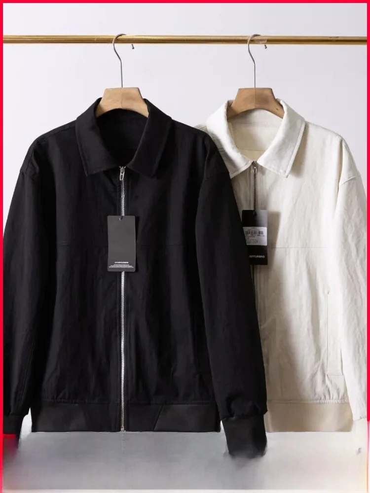 

Loose Fit Men's Faionable Collared Jaet Casual Street Sle Textured Outerwear Spring Autumn Cotton Zipper Closure