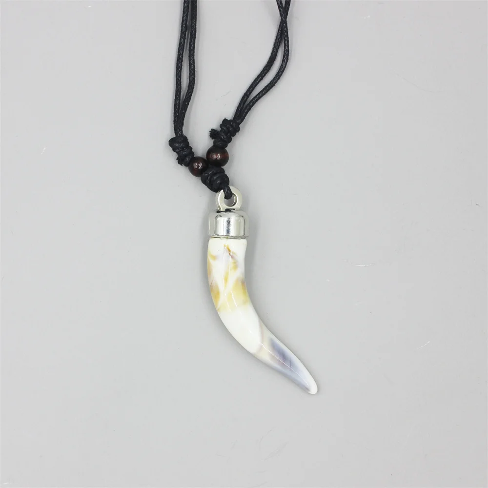 Funky Acrylic Wolf Fang Pendant Necklace Adjustable Necklaces for men women\'s fashion Jewelry Gift