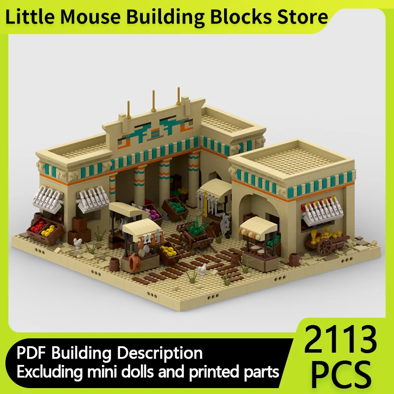 

City Street View Model MOC Building Bricks Desert Market Stall Modular Technology Gifts Holiday Assemble Children Toys Suit