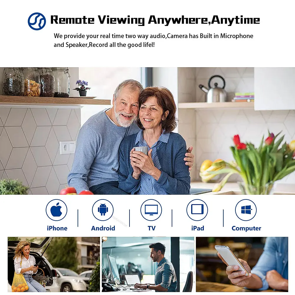 عدسة 15 ميجابكسل 3 3 شاشات فائقة الدقة مقاومة للماء 360 درجة °   كاميرا مراقبة PTZ iCSee Wifi مراقبة ذكية لاسلكية في الهواء الطلق CCTV