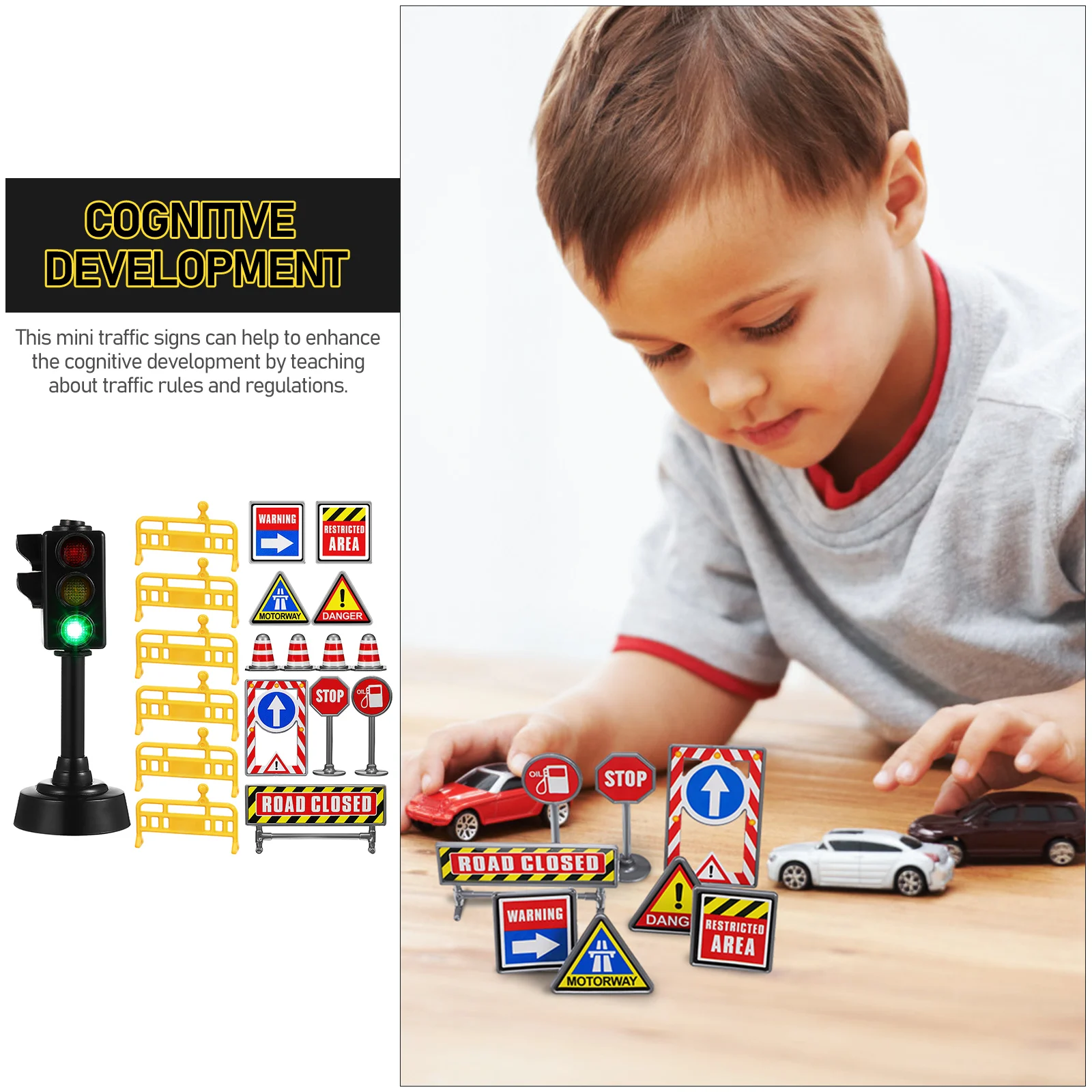 1 Set Traffic Signs Mini Traffic Cones Traffic Light Road Signs Traffic Light Lamp Early Education Toys