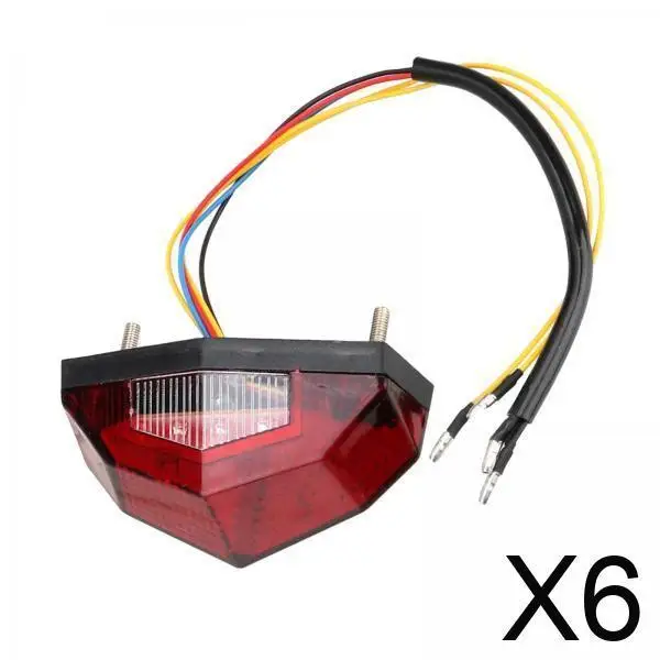 Red ABS Plastic Motorcycle Rear Tail Light LED Turn Signal Lamp Waterproof Stop Brake Indicator for Custom Bike Upgrade