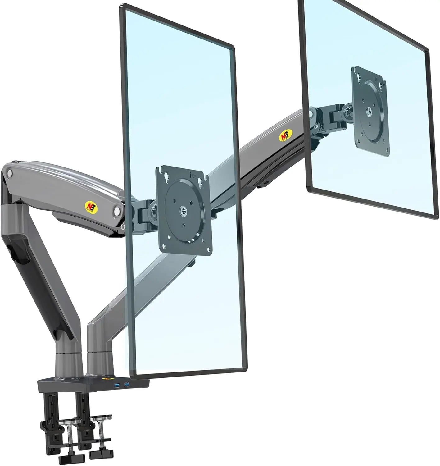 NB North Bayou Dual Monitor Desk Mount Stand Full Motion Swivel Computer Monitor Arm Fits 2 Screens Up To 32'' NB F195A/G75