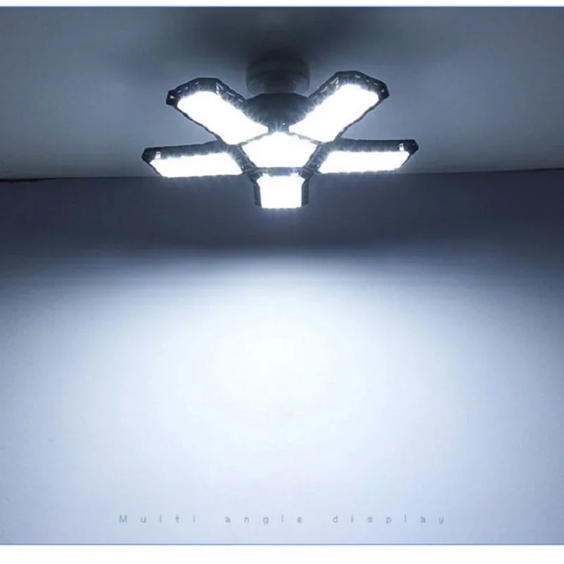 LED bulb folding ABS garage lights four-leaf Transformer 95-265V high power 100W lighting underground industry workshop light