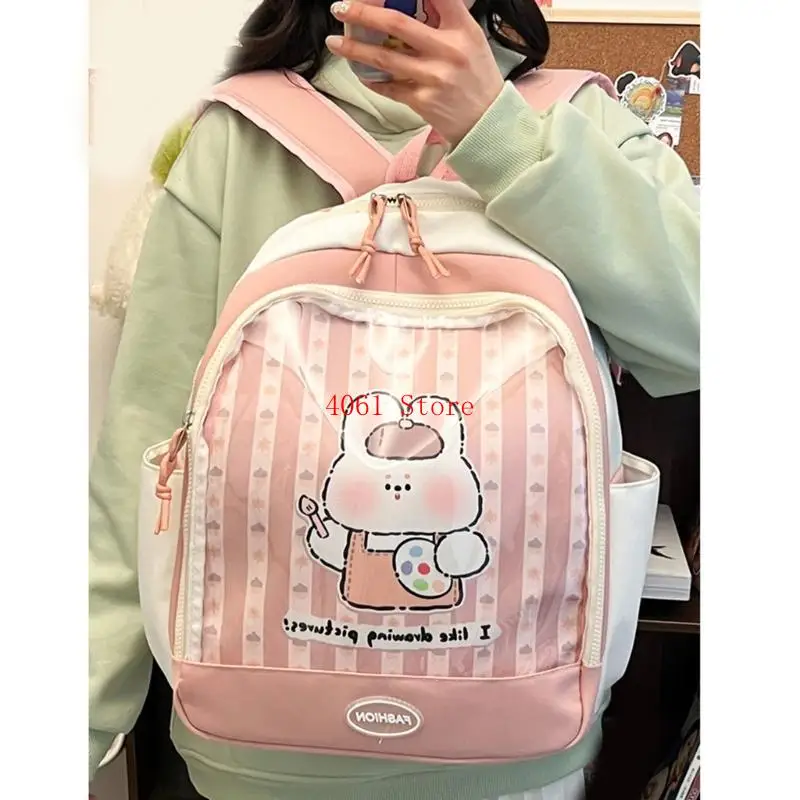 حقيبة ظهر Ita حقيبة ظهر لطيفة للطلاب حقيبة ظهر مدرسية على الطراز الياباني حقيبة ظهر ذات سعة كبيرة لعرض الدبوس