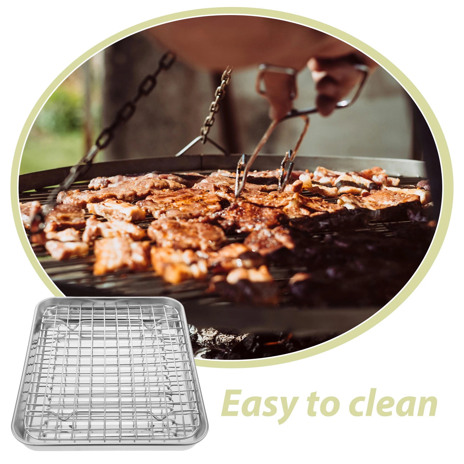 

1 Set Stainless Steel Baking Pan With Wire Rack Oven Tray Oil Draining Plate For Fried Food Serving Snack Storage Household