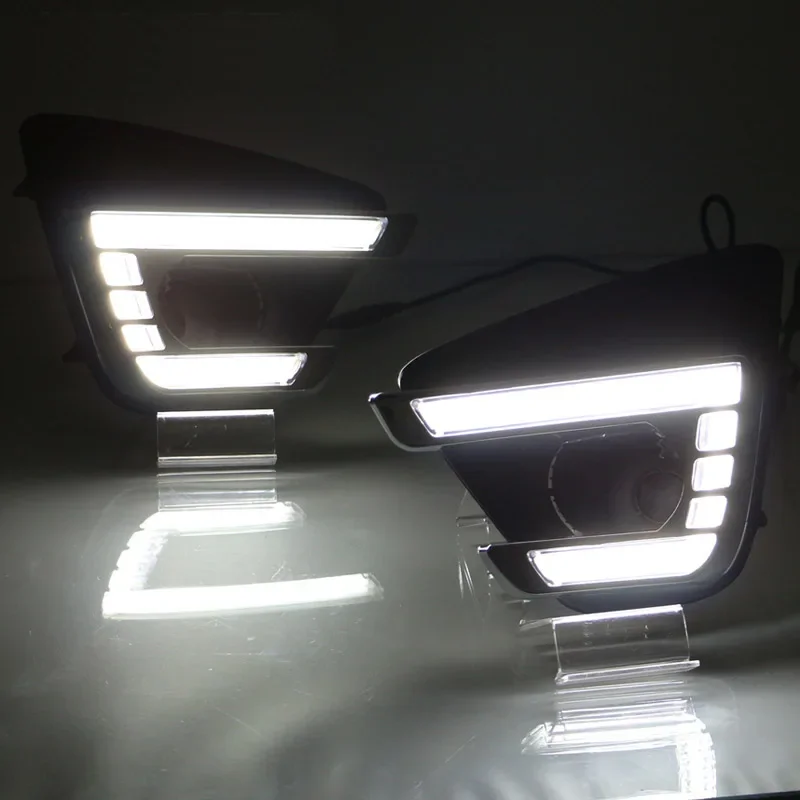 Lampu hari DRL LED 12V, untuk Mazda CX-5 CX5 2013 2014 2015 2016 sinyal belok kuning otomatis siang hari lampu kabut