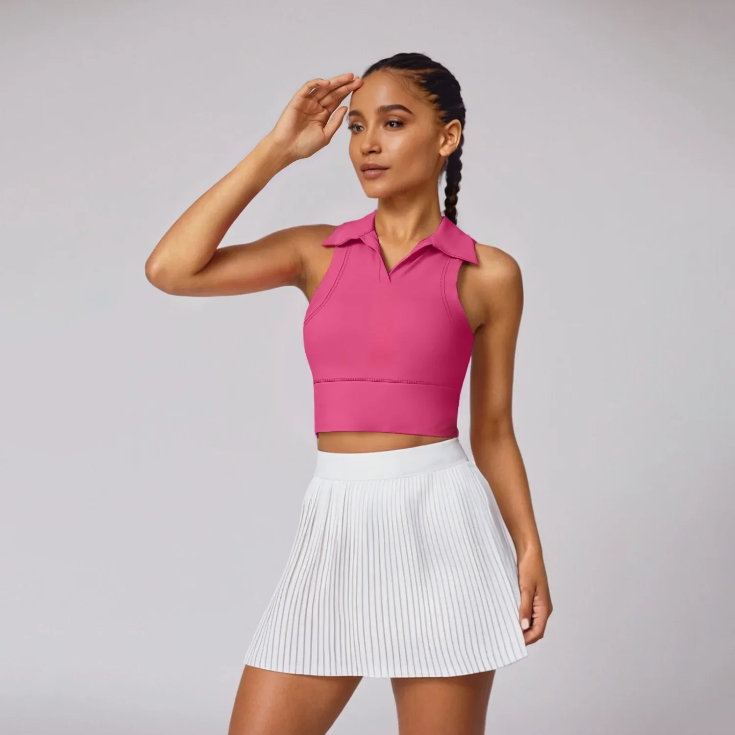 Sport Vest Polo Tennis Skirt with Shorts Underneath Pocket 2 Piece Set Badminton Golf Wear Gym Sportswear Summer Casual Outfit