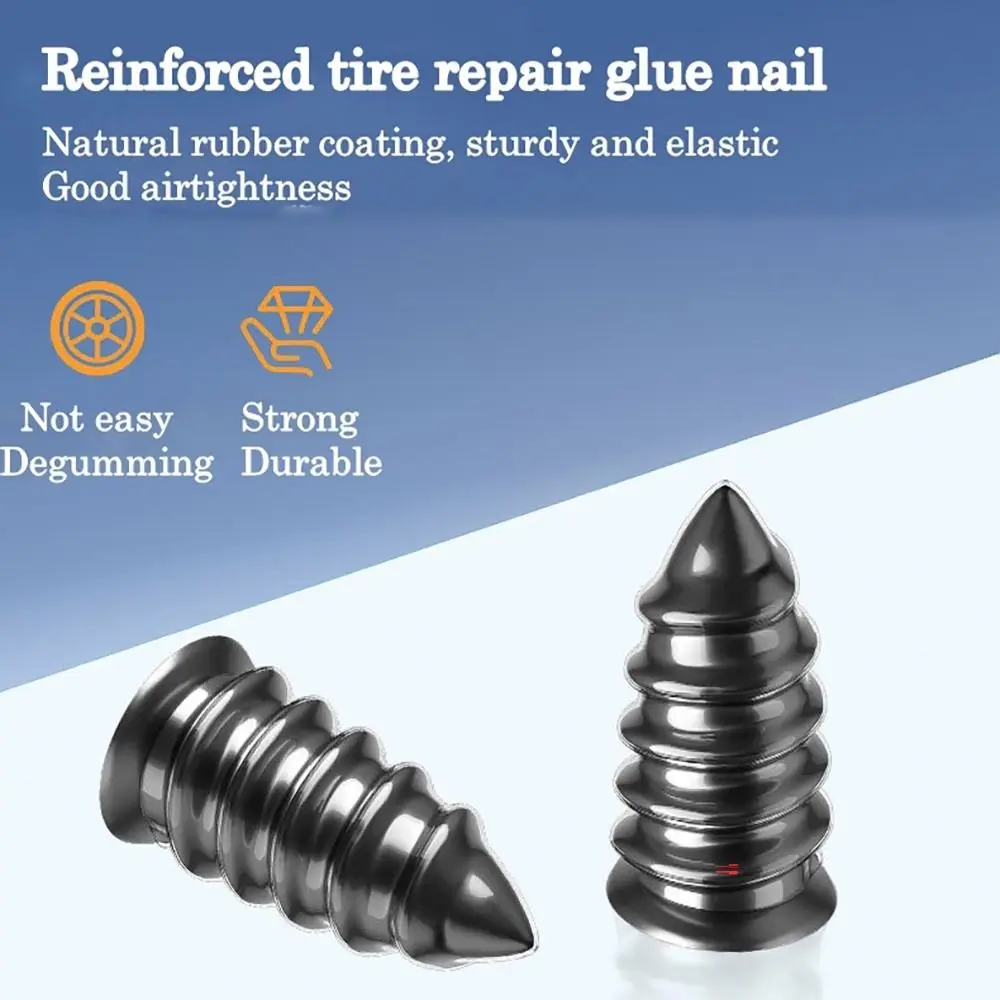 

10Pcs Tire Puncture Repair Tire Repair Nail Rubber Big Small Size Self-Tapping Screw Soft Black Vacuum Tyre Nails
