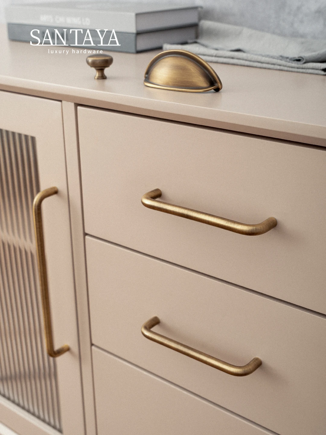 U-Shaped Antique Brass Cabinet Pull 5