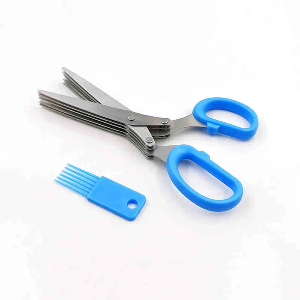 

101 Stainless Steel Multi-layer Kitchen Scissors, Multi-functional Household Chopped Green Onion, Seaweed 5-Section Cutting