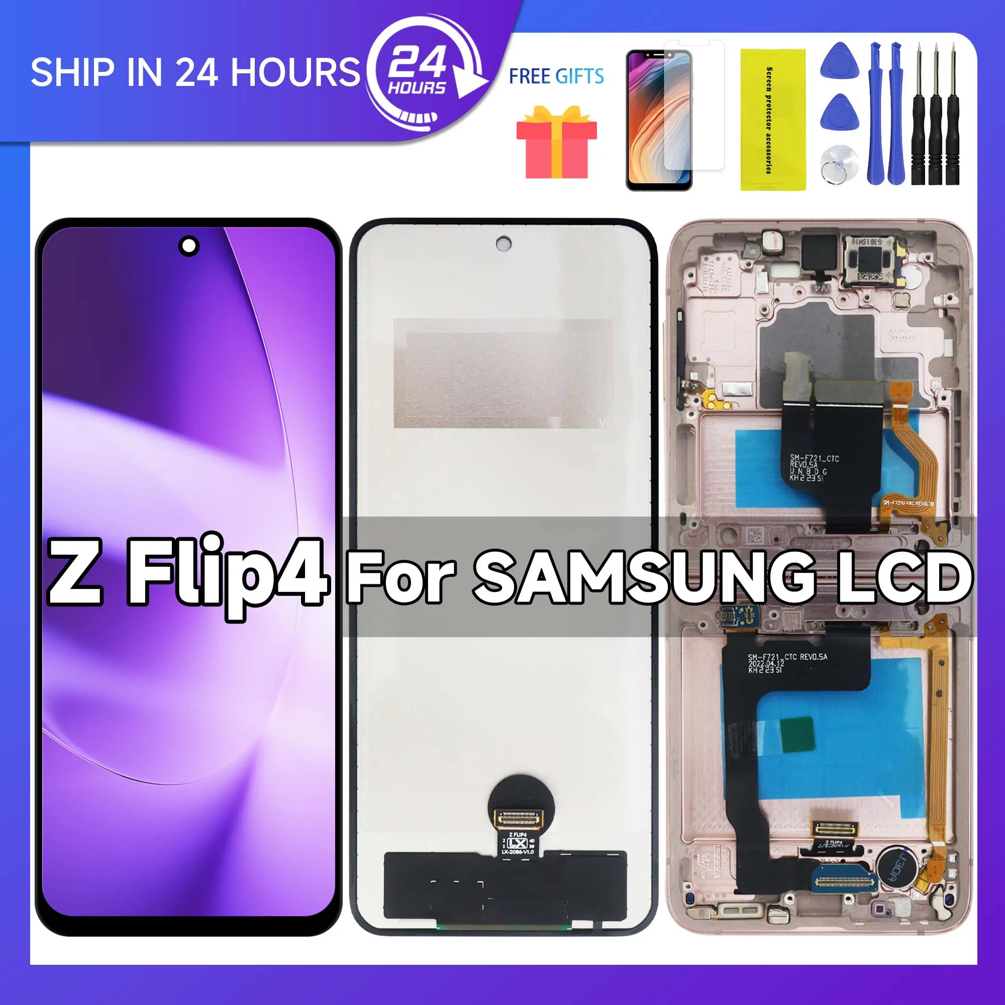 tft-663-lcd-for-samsung-z-flip4-sm-f721-f721b-display-touch-screen-digitizer-assembly-repair