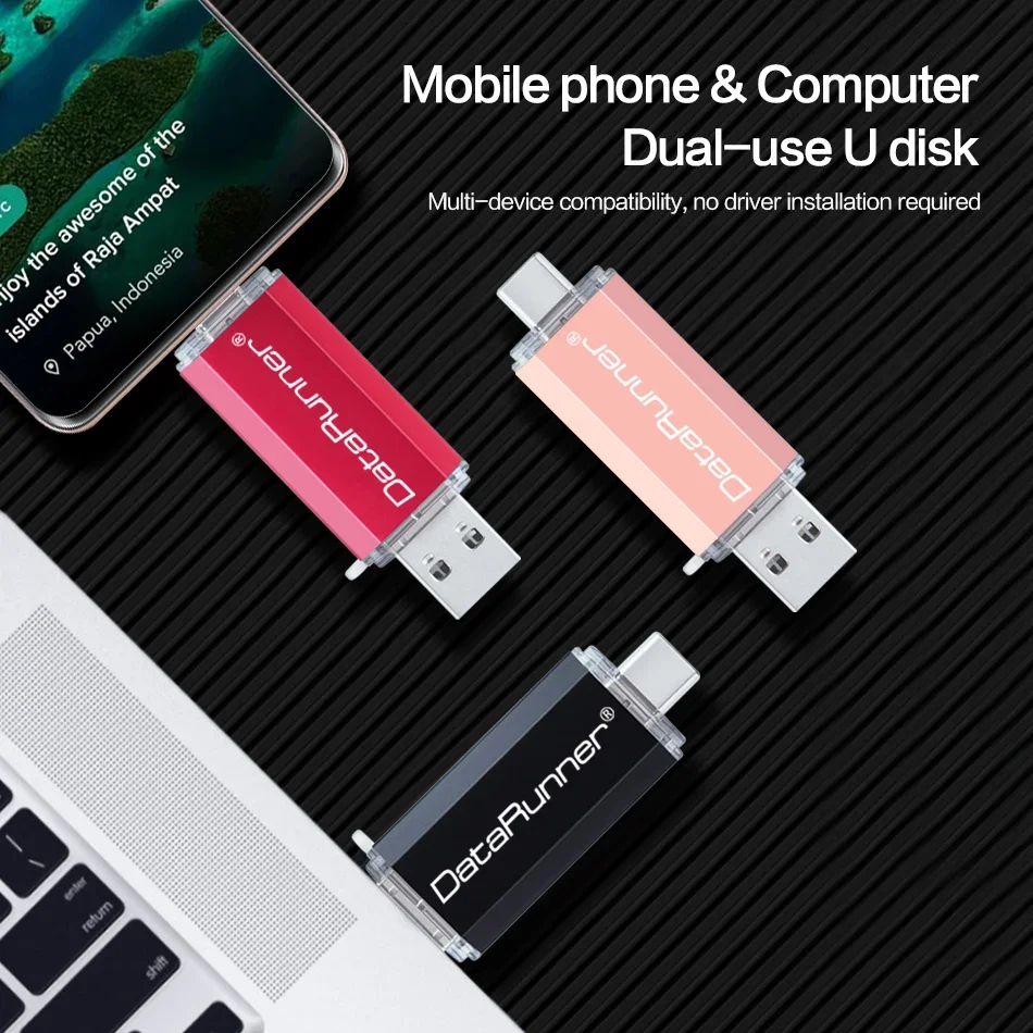 DataRunner-Clé USB 2.0 pour Android et PC de Type C, Support à Mémoire de 8 Go 16 Go 64 Go 32 Go 128 Go