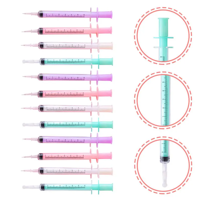 

160Pcs Korean Stationery Gel Pen Syringe Shape Black Ink Creative Student Gift Stationery