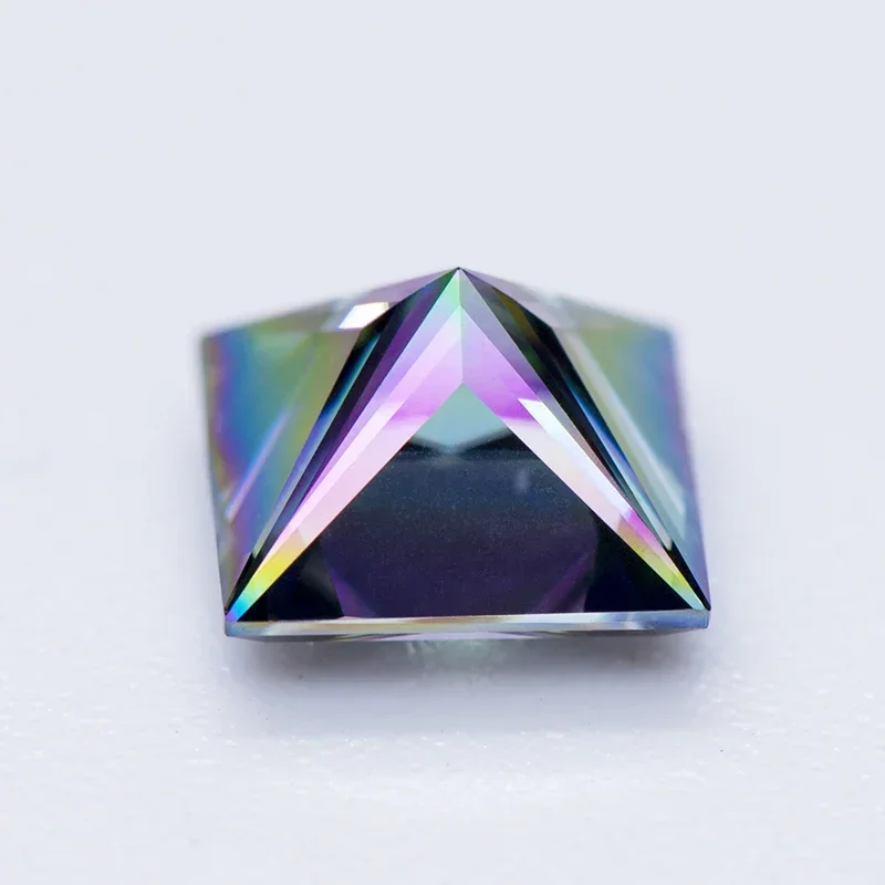 Moissanite Stone Princess Cut Rainbow Green Color Lab Grown Diamond For Charms DIY Jewel Making Materials With GRA Certificate