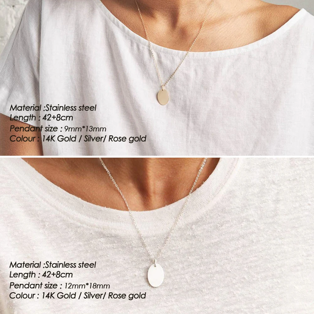 EMANCO Oval Stainless Steel Pendant Necklace Gold Color Choker Necklaces on Neck Women Jewelry Gift