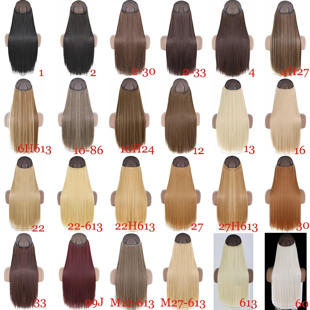 MERISIHAIR-extensões sintéticas retas do cabelo, nenhum grampo, fio invisível, uma parte preta, hairpiece falso, 16 \