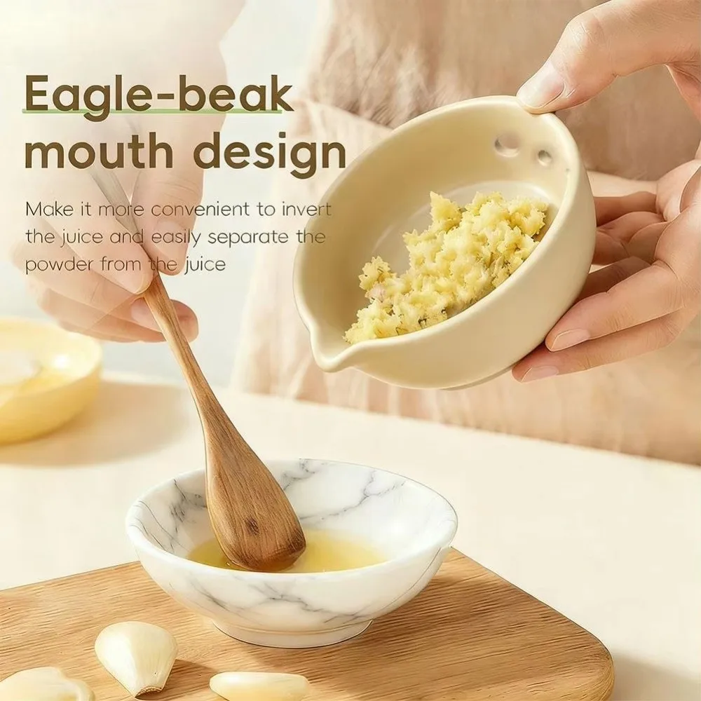 

Stem Remover Manual Garlic Grater Bowl Handmade 2-in-1 Garlic Grinder Multi-Hole Resin Ginger Grater Home Cooking