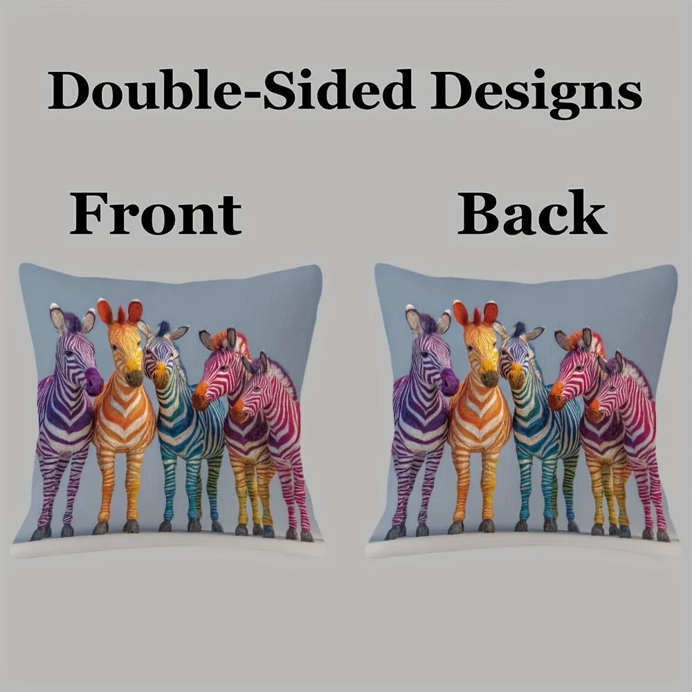 Cute Zebra Family Group Art Throw Pillow Cover for Living Room Nursery Decor Boho Style