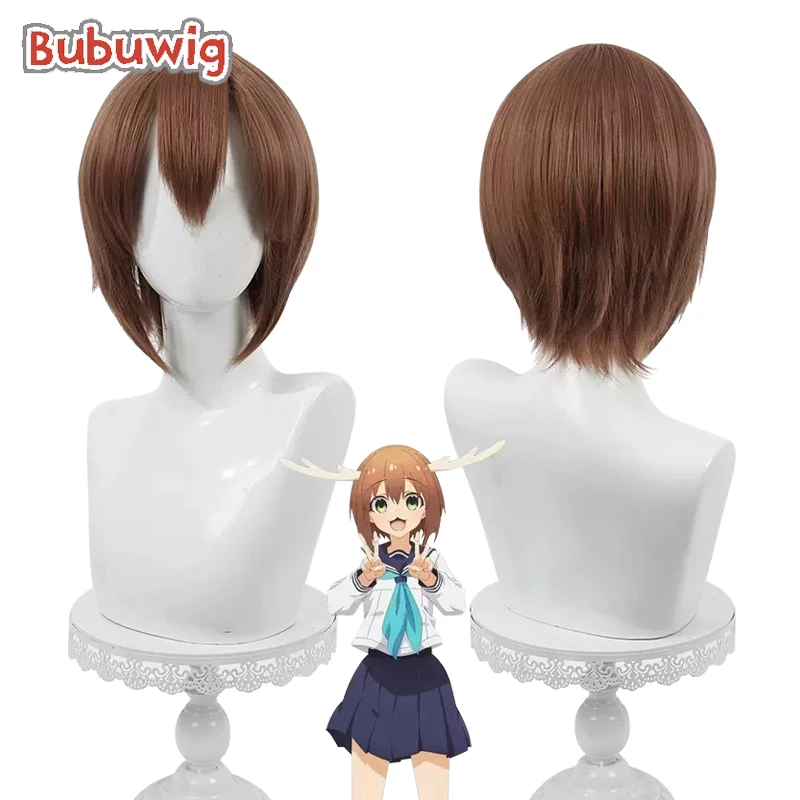 

Bubuwig Synthetic Hair Noko Shikanoko Cosplay Wigs My Deer Friend Nokotan Noko Shikanoko 35cm Short Brown Cos Wig Heat Resistant