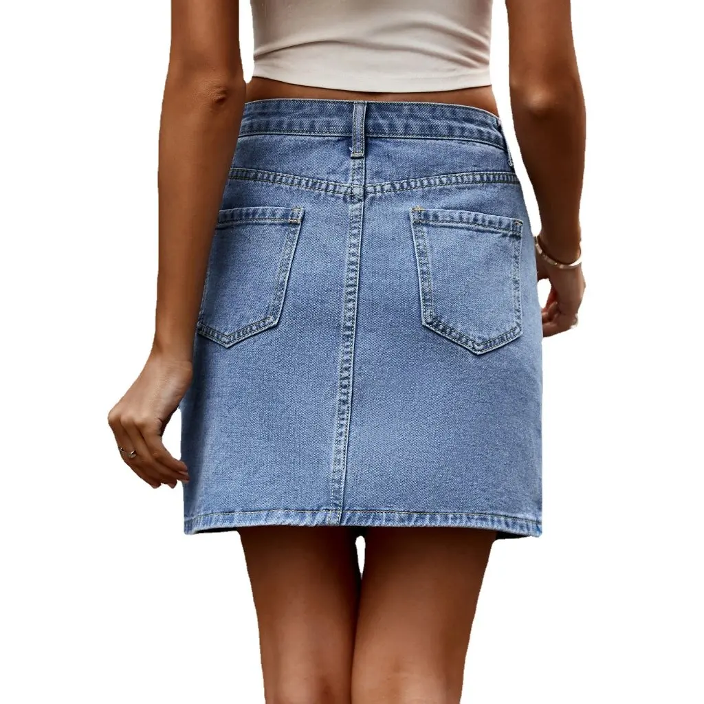 

Women's Fashion Denim Skirt Irregular Waist Design European American Style New Arrivals