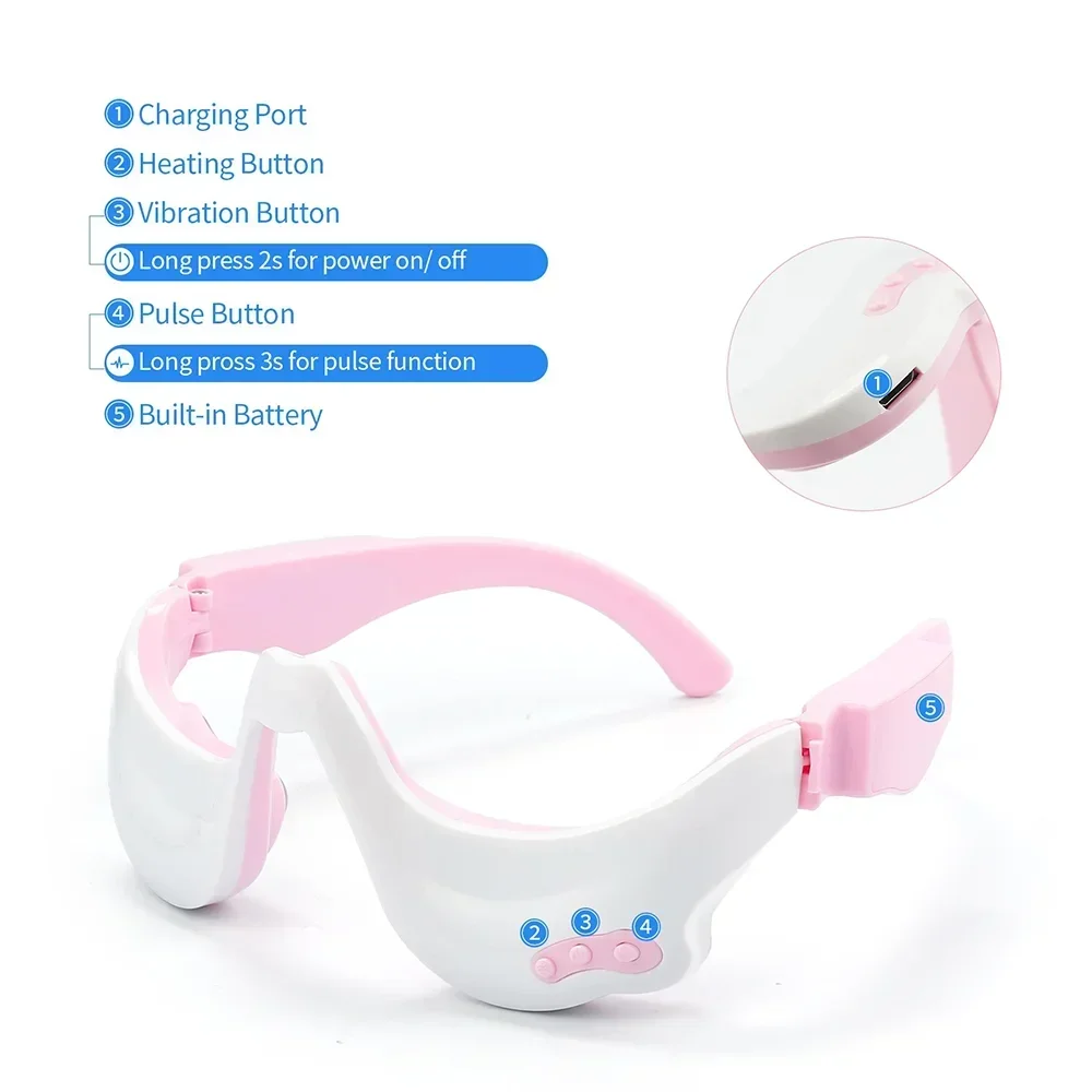 3D EMS Eye Massager Eyes Relaxation Vibration Heating Massage Tool Eye Bags and Dark Circles Remover