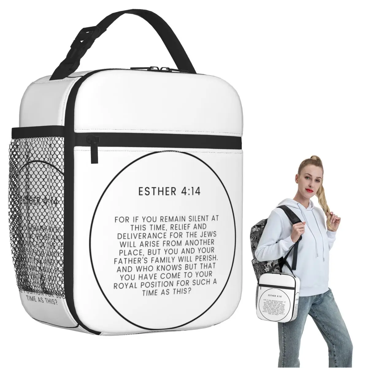 Esther 4 14 Minimalist Circle Bible Verse 4v14 Insulated Lunch Bag for Women Kids Leakproof Food Boxes Thermal Lunch Box Tote