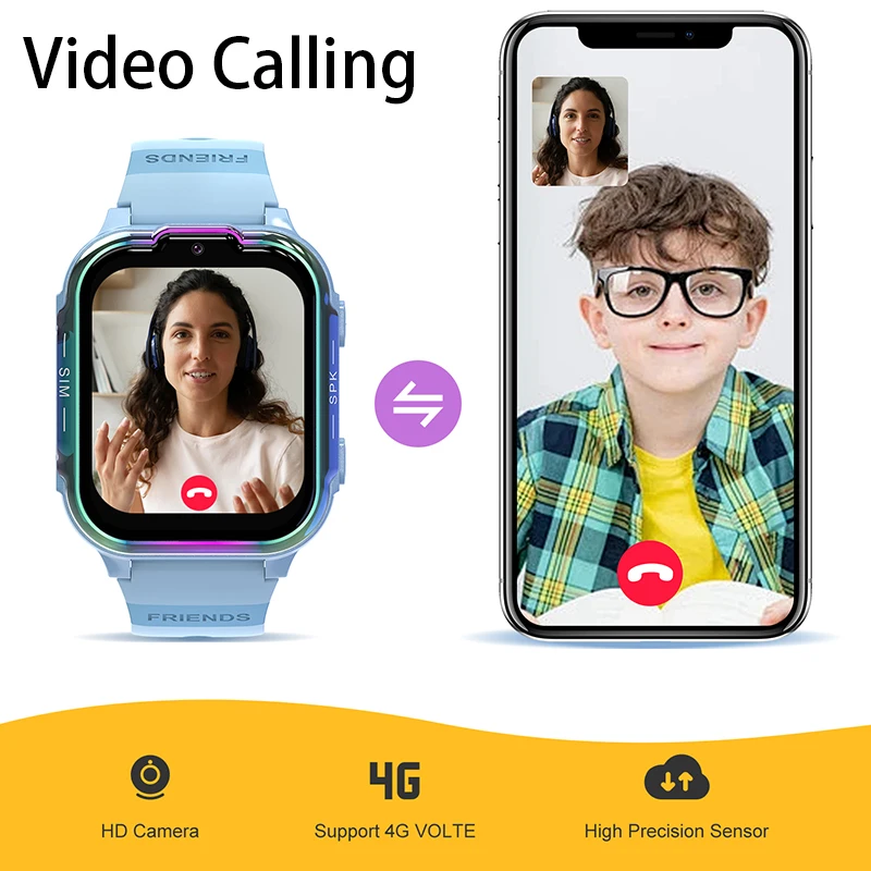 2024 For Xiaomi 4G Children Smart Watch GPS Track Video Call Camera SOS Waterproof Display Location LBS Tracker Smart Watch Kids 3