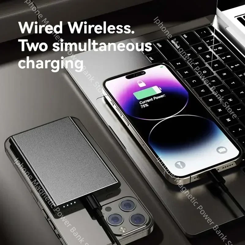 Brand 10000mAh Power Bank Magnetic Wireless Power Bank PD 22.5W Fast Charging Auxiliary Battery for iPhone 12-16 Series Pro Max