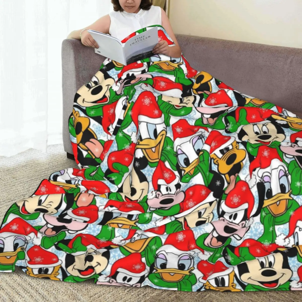 Mouse & Friends Santa Hats Super Soft Blanket Camping Plush Throw Blanket Aesthetic Couch Chair Flannel Bedspread Sofa Bed Cover