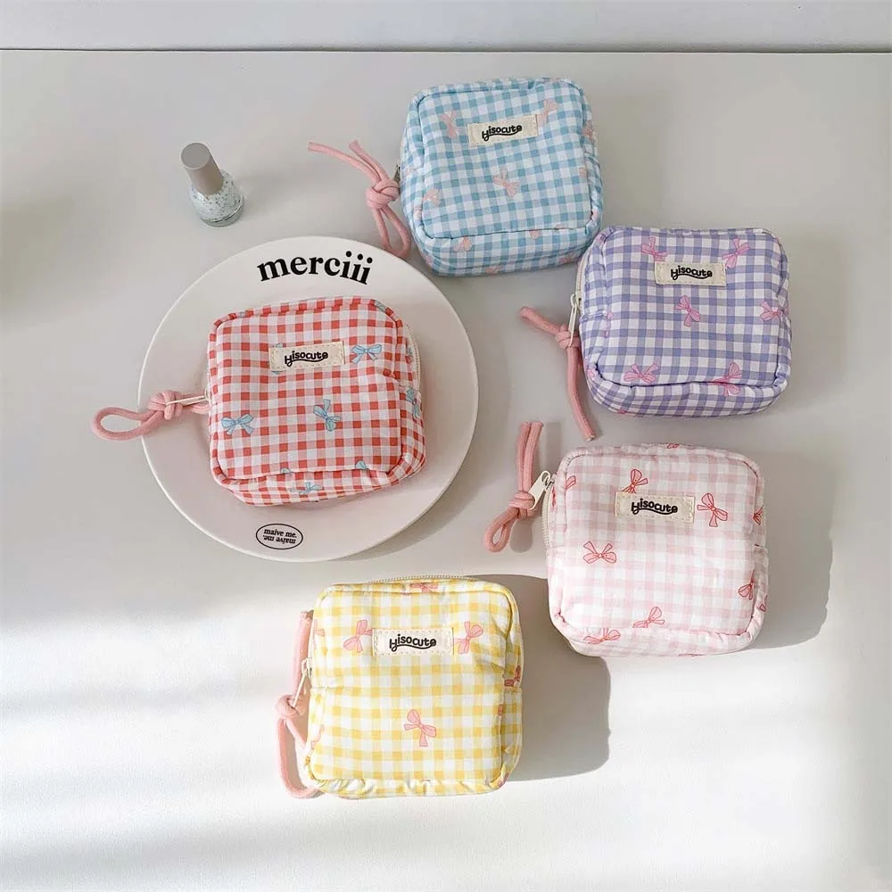 Custodia per pennelli per trucco Borsa per cosmetici con fiocco Custodia per cosmetici Borsa per trucco con fiocco di grande capacità Portamonete in tessuto con cerniera Bowknot Ragazze/Donne