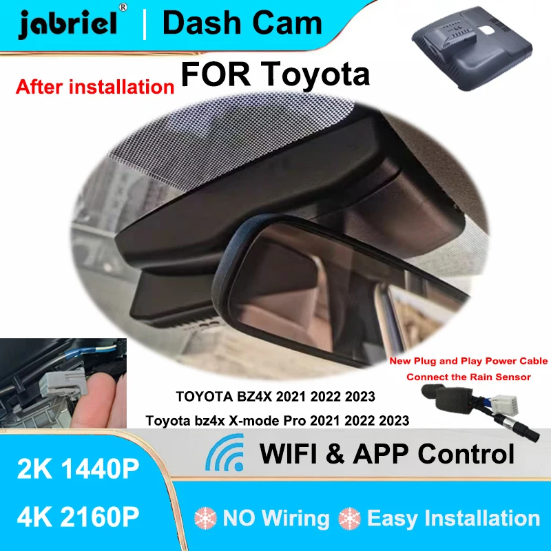 

Видеорегистратор Jabriel для Toyota BZ4X X-Mode Pro 2021-2023, передняя и задняя камеры, 2K/4K/2160P, Wi-Fi, Plug and Play
