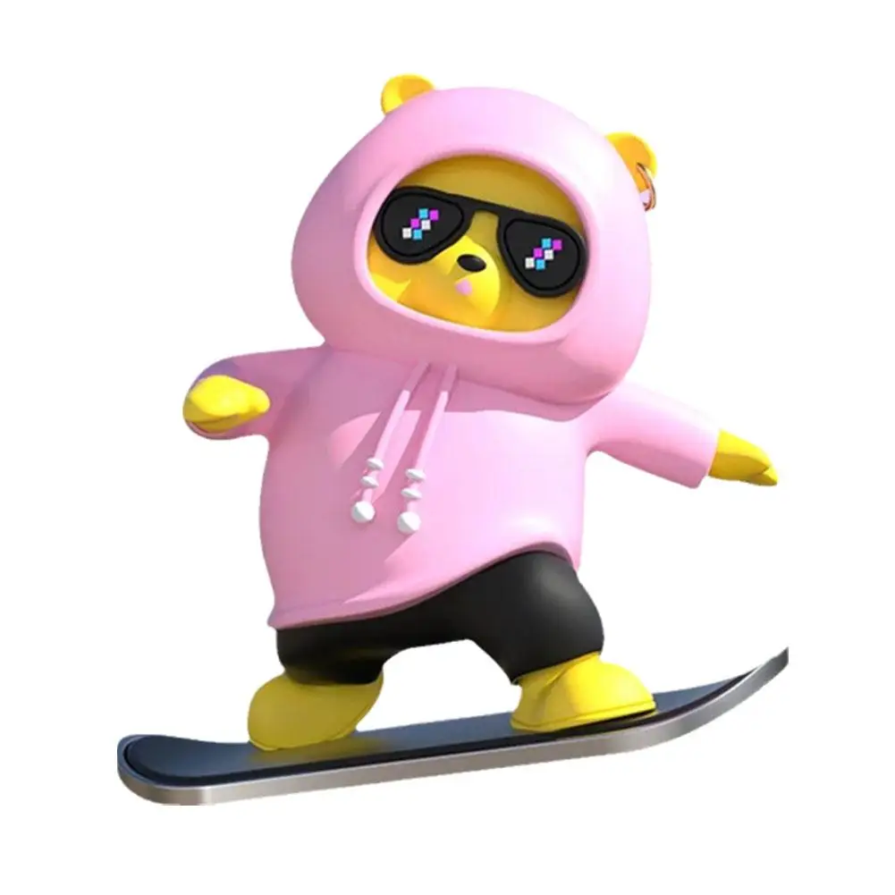 Car Automatic Sliding Skateboard Bear Car Ornaments Cute Bear Driving Car Moving Mobile With Accessories Decoration Interio N6z6