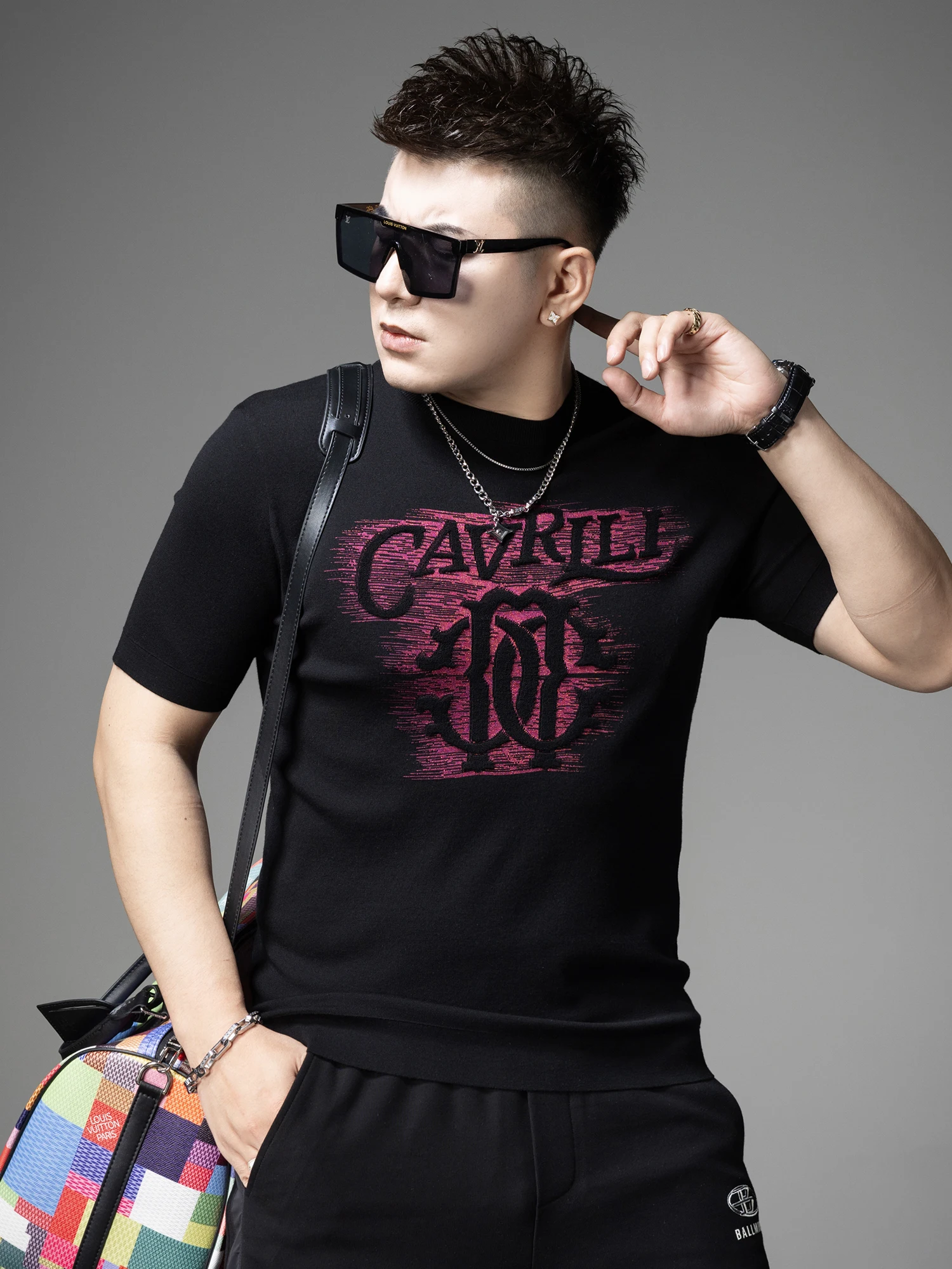 

Элитный мужской вязаный свитер с коротким рукавом, модный городской стиль, зимний базовый слой, удобная посадка, геометрический узор.