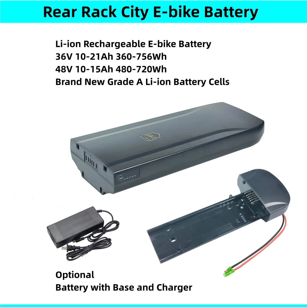 Original City Bike Rear Rack Ebike Battery Akku 36V 37V 10Ah 13Ah 17Ah 20Ah Replace Upgrade Joycube Phylion Wall-ES XH370-13J