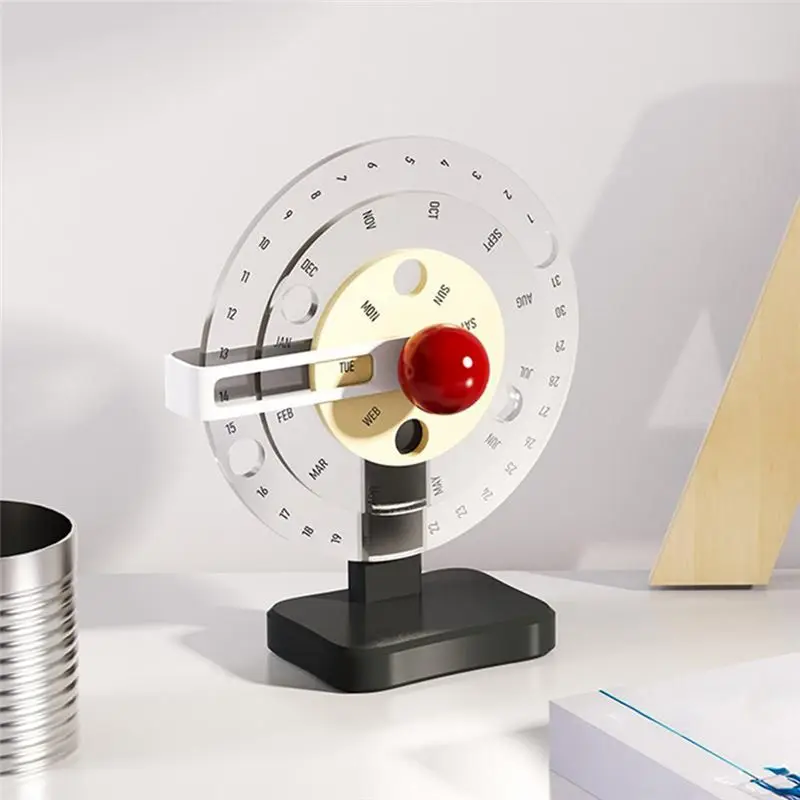 A29F-Kalender Acryl Disc Decor Tafelblad Kalender Nieuwigheid Eenvoudige Handmatige Roterende Kalender Desktop Decoratief