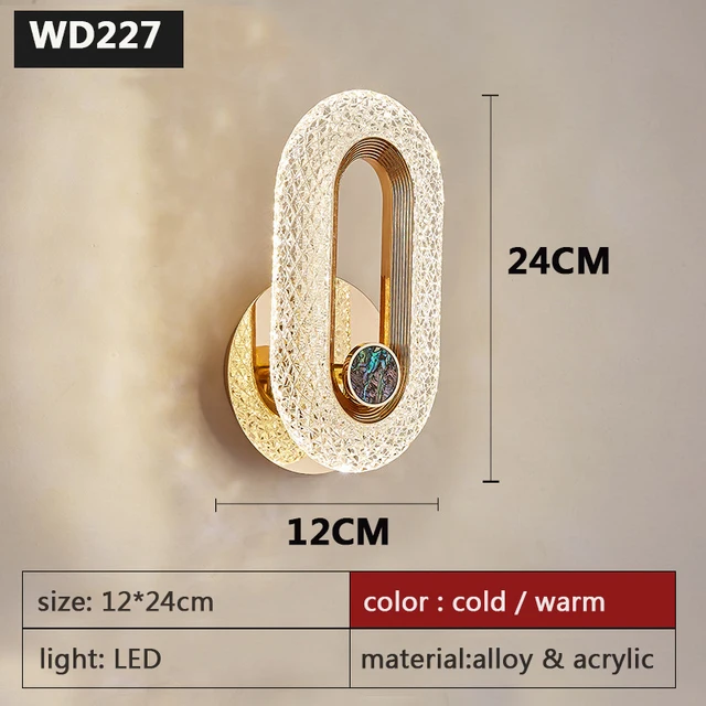 Modern Nordic Luxury Decor Wall Lamp Iron Base Acrylic Lampshade Exquisite Night Sconce Light LED Bedroom Decoration Wall Lustre image 3