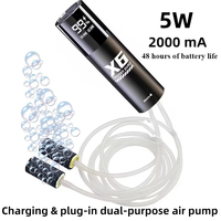 5W USB Rechargeable Oxygen Pump for Outdoor Fishing/Aquarium, Portable Aerator with 5H Runtime for Night Fishing