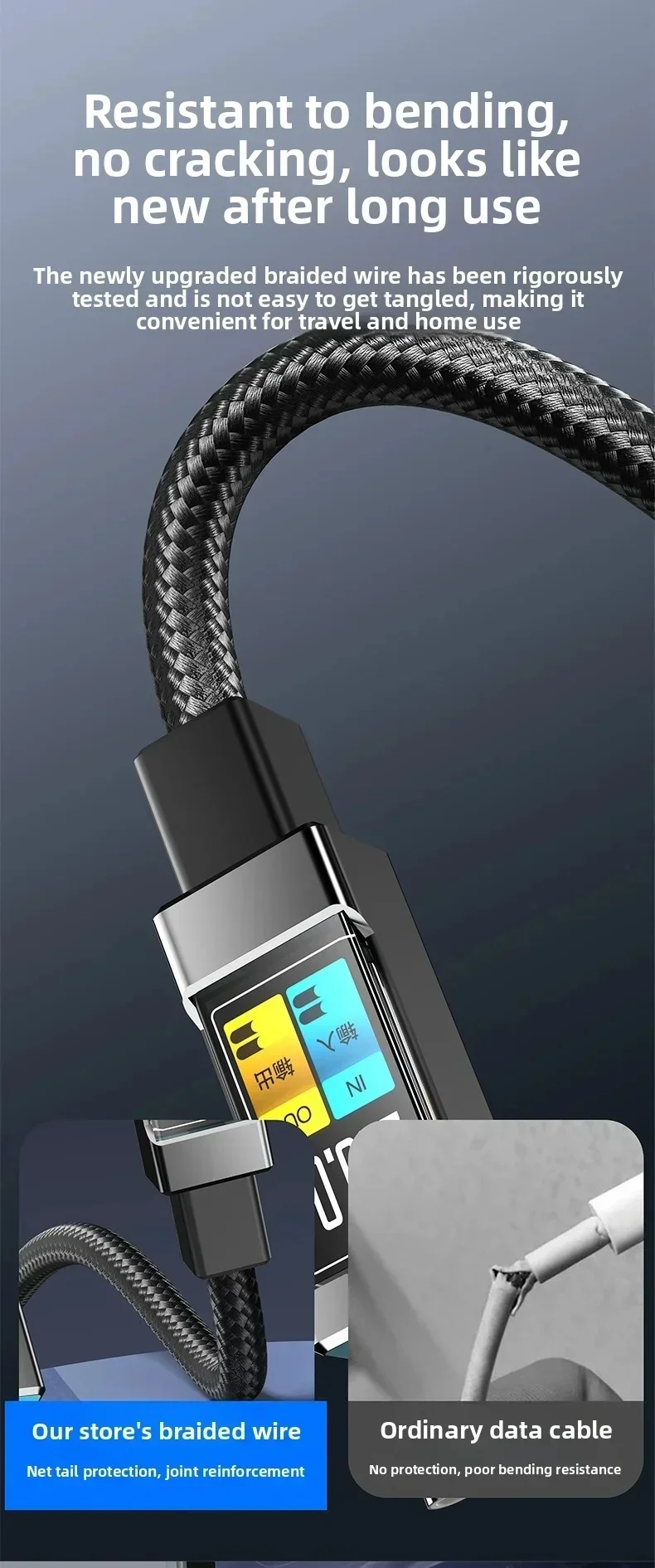 PD USB-C-Kabel, Schnellladekabel für Handys, Datenkabel für iPhone 17, Samsung, Xiaomi, Huawei, USB-Typ-C-auf-Typ-C-Schnellladekabel. – Detail 8
