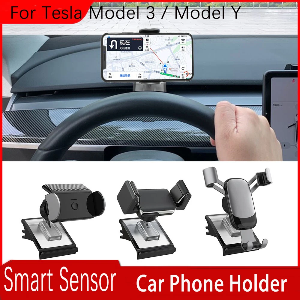 

Model 3 Auto Smart Sensor Mobile Phone Holder Automatic Car Cell Phone Holder For Tesla Model 3 Y Universal Car Phone Holder