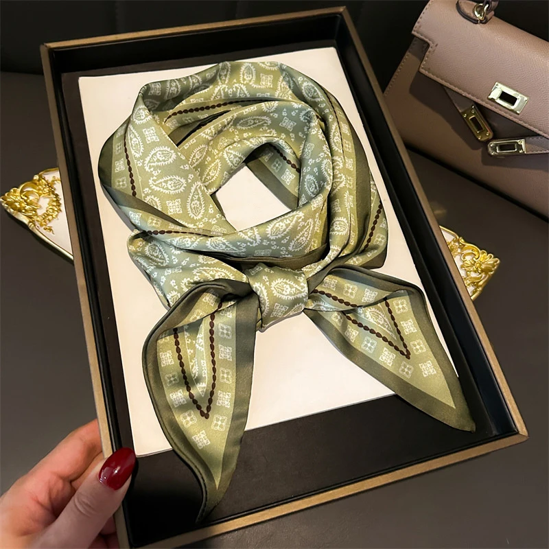 

Длинный узкий шелковый шарф с узором пейсли, двусторонний шарф, роскошные маленькие шелковые шарфы для женщин, женская повязка на голову, шаль, повязка для волос