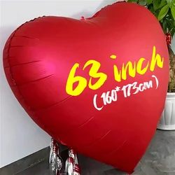 63Inch Large Love Balloons Red Heart Shaped Giant Aluminum Film Balloons Foil Helium Balloon for Birthday Valentine's Day Decors