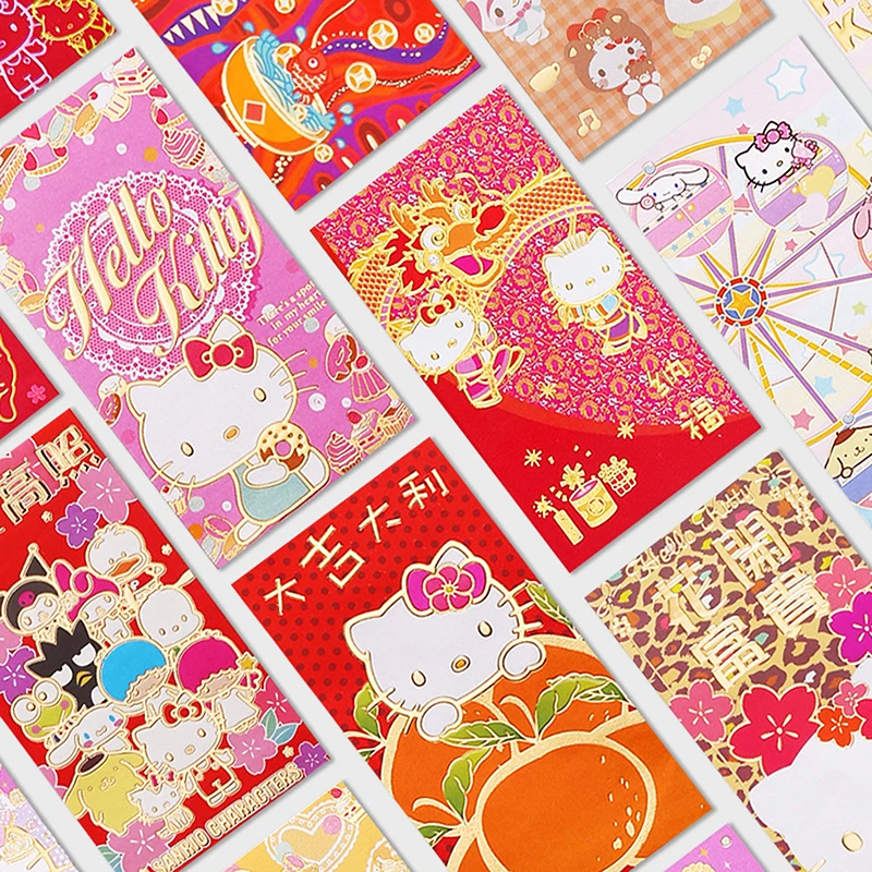 10Pcs Chinese New Year Red Envelopes Creative Fashion Spring Festival Red Packet Cartoon Cute Kt Cat Lucky Money Pockets Gifts