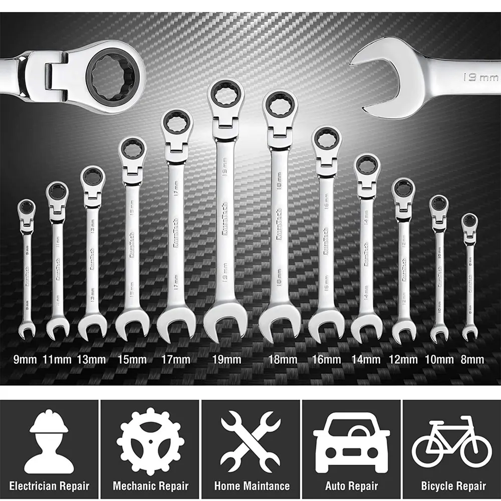 Binoax 6–24 mm Ratschenschlüssel, flexibler Kopf, doppelter Verwendungszweck, Ratsche, zu reparieren, Ratschen-Kombinationsset, Auto-Handwerkzeuge – Detail 1